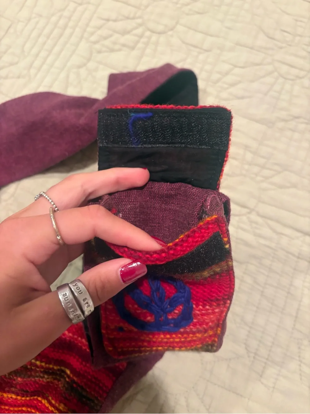 Handcrafted Colorful Hobo Bag with Embroidered Floral Detail Made in Nepal
